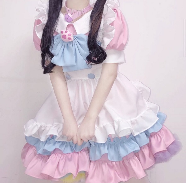 【取り寄せ】【レビュー投稿で白ニーハイプレゼント】完全受注オーダー高級メイド服2カラー《かわいいコスプレ5点セット》【odr8110】