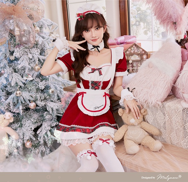 【1~3営業日で発送】ドーリーメイドサンタ《クリスマスコスプレ8点セット》【Malymoon/マリームーン】【9766】