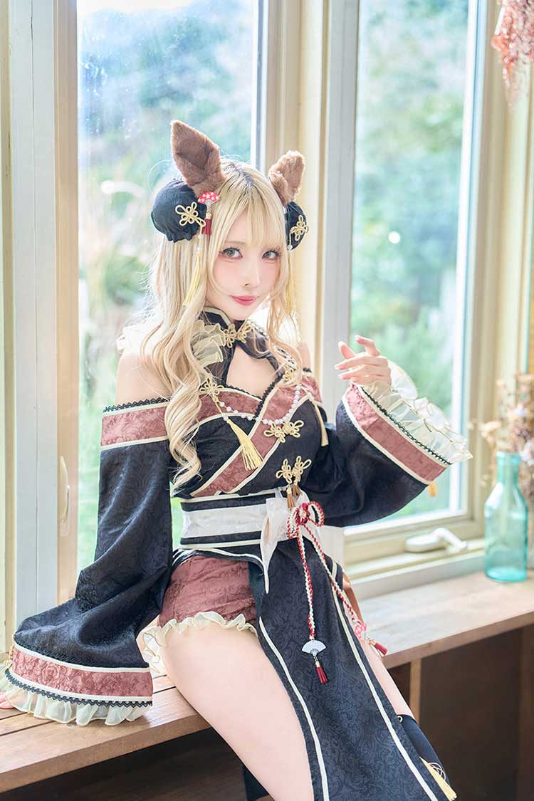 【即日発送】ブラックチャイナテールホースドレス《オリジナルコスプレ10点セット》【Malymoon/マリームーン】【CS25178】