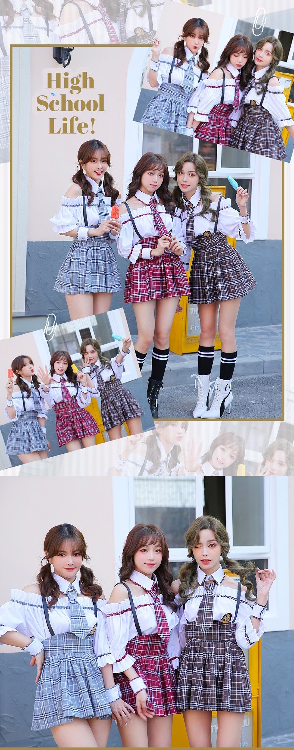 【即日発送】オフショル女子高生/ミニスカJK《ハロウィンコスプレ8点セット》【Malymoon/マリームーン】【2724-2】