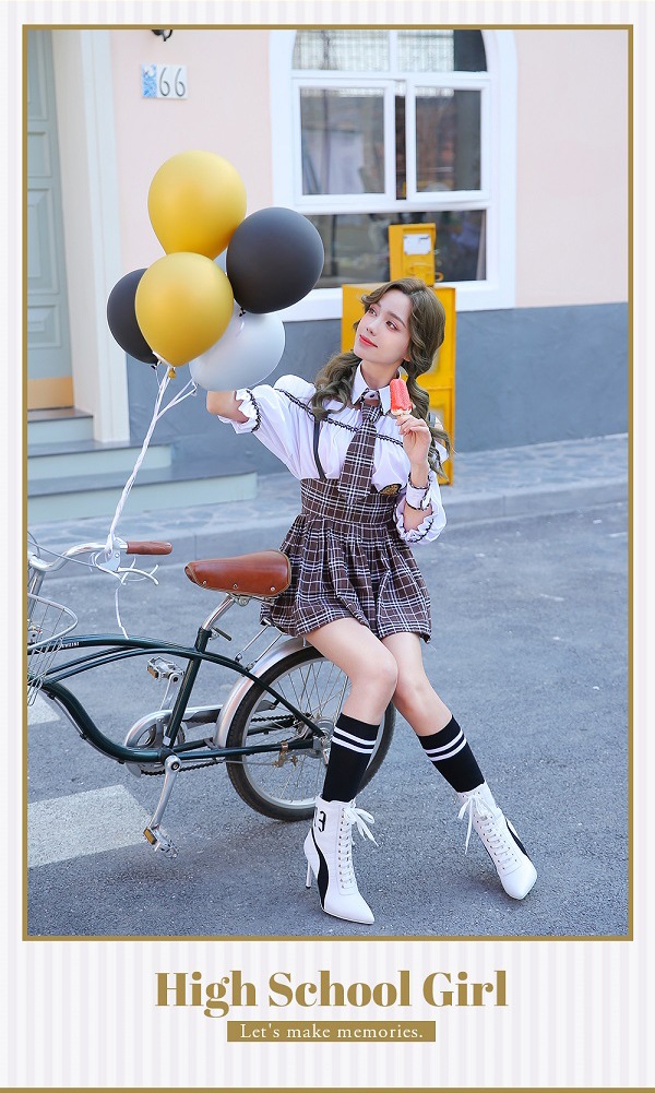 【即日発送】オフショル女子高生/ミニスカJK《ハロウィンコスプレ8点セット》【Malymoon/マリームーン】【2724-2】