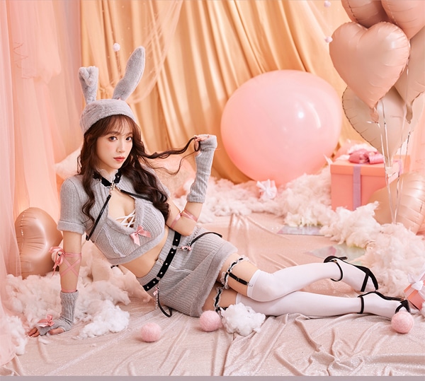 【即日発送】ニットアニマルハーネスバニー《ハロウィンコスプレ12点セット》【Malymoon/マリームーン】【9639】