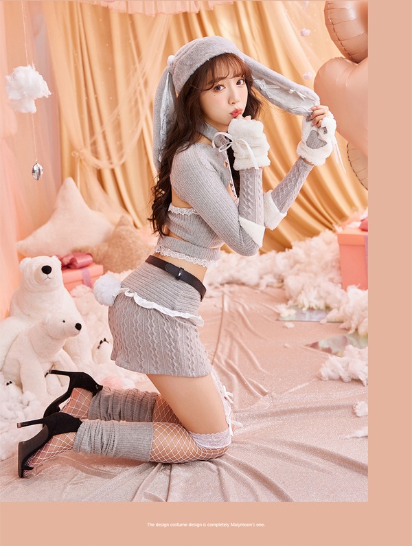 【即日発送】ニットアニマルたれ耳バニー《ハロウィンコスプレ11点セット》【Malymoon/マリームーン】【9644】