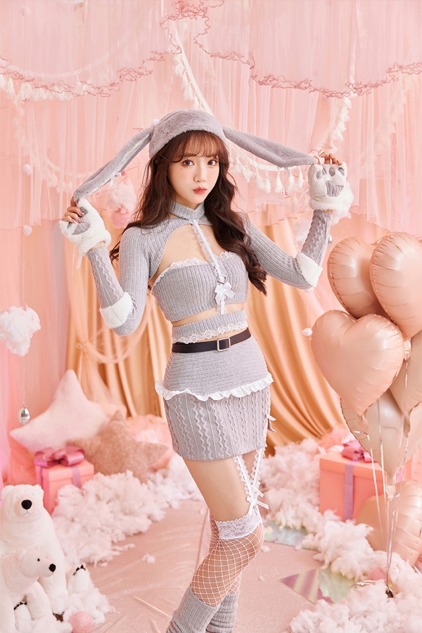 【即日発送】ニットアニマルたれ耳バニー《ハロウィンコスプレ11点セット》【Malymoon/マリームーン】【9644】