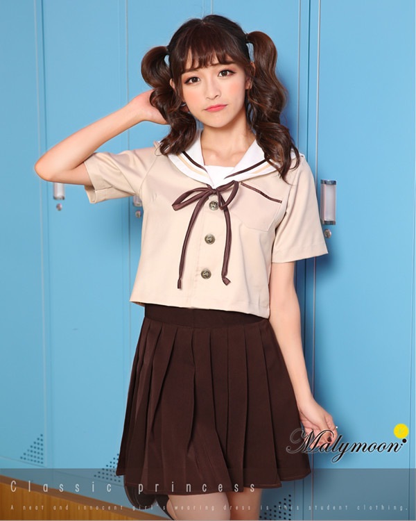 取り寄せ】JK制服/半袖セーラー服女子高生（ブラウン）《ハロウィン