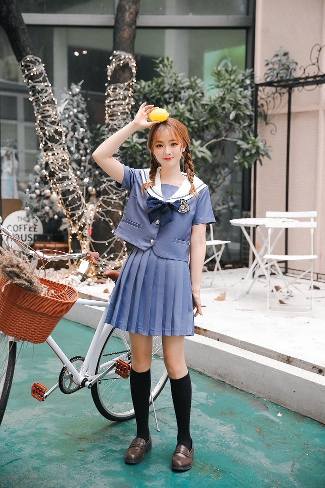 【Mサイズは即納】JK制服/半袖セーラー服女子高生《ハロウィンコスプレ3点セット》【Malymoon/マリームーン】【6763】