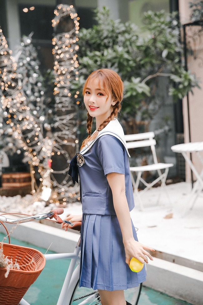 【Mサイズは即納】JK制服/半袖セーラー服女子高生《ハロウィンコスプレ3点セット》【Malymoon/マリームーン】【6763】
