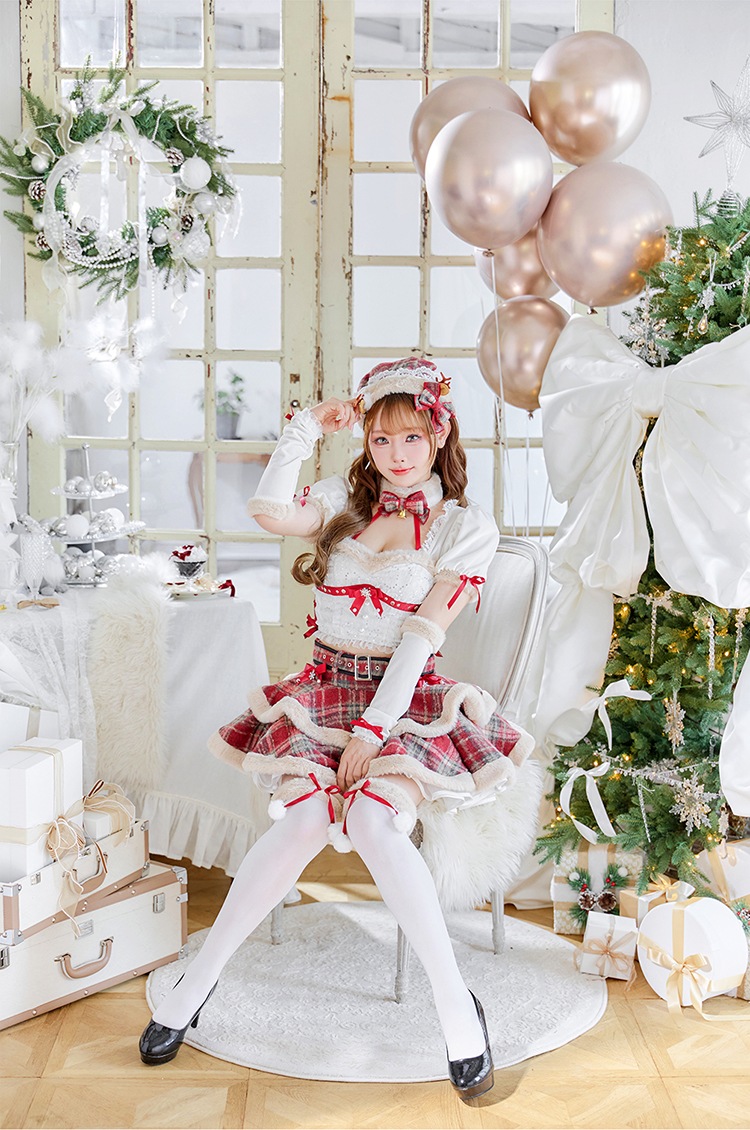 【予約-11月中旬頃より順次発送予定】フレンチチェックノエルトナカイ《クリスマスコスプレ9点セット》【Malymoon/マリームーン】【CS25050-2】