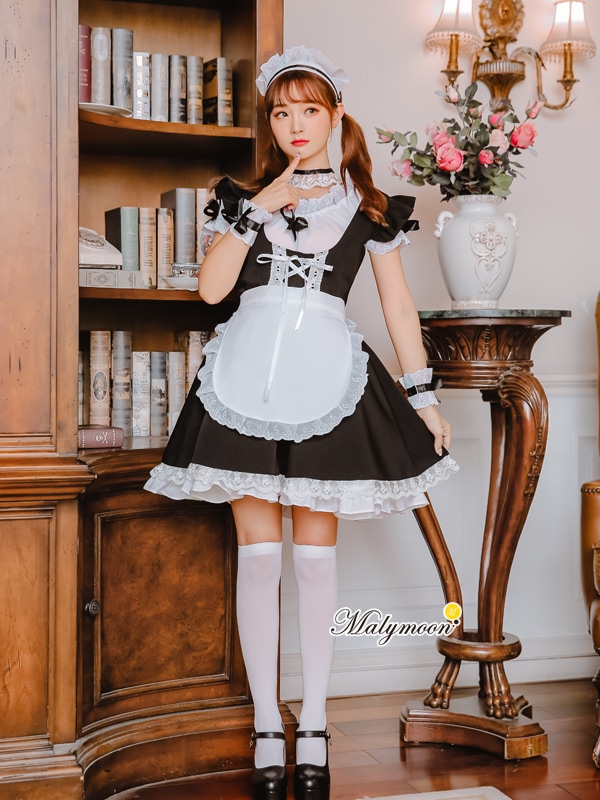 【レビュー投稿で白ニーハイプレゼント】【odr】完全受注オーダー高級メイド服《かわいいコスプレ7点セット》【odr8114m】