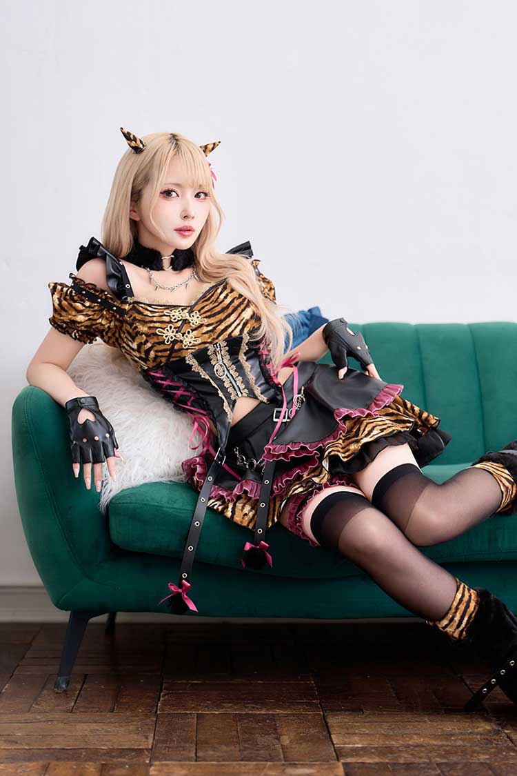 【即日発送】エッジィピンクレザー鬼コスチューム《オリジナルコスプレ11点セット》【Malymoon/マリームーン】【CS25143】