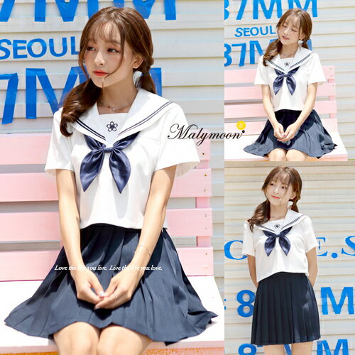 即日発送 Jk制服 半袖セーラー服女子高生 ホワイト ネイビースカーフ ハロウィンコスプレ4点セット Malymoon マリームーン 9014 全てのコスチューム All Costume 女子高生 制服 School Uniform Malymoon マリームーン オフィシャルウェブストア