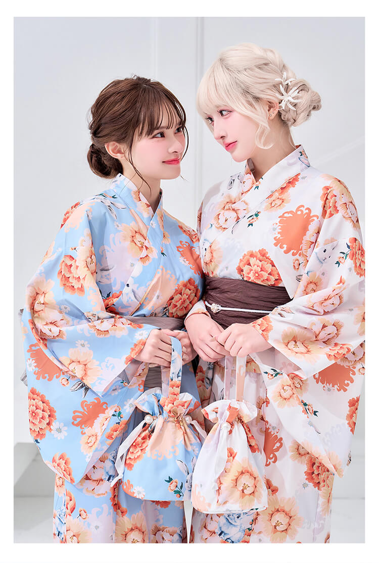 即日発送】【藤咲凪&Ten着用】メルヘンバニー橙花2way浴衣《浴衣
