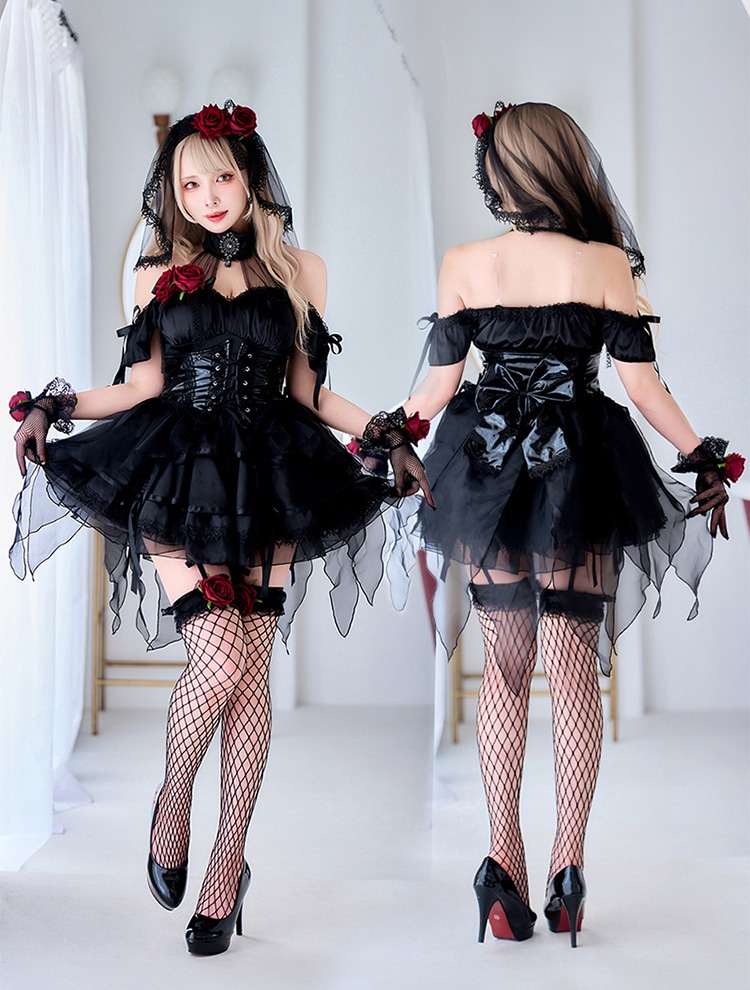 【即日発送】ブラッディローズダークブライド《オリジナルコスプレ8点セット》【Malymoon/マリームーン】【CS-25-10284】