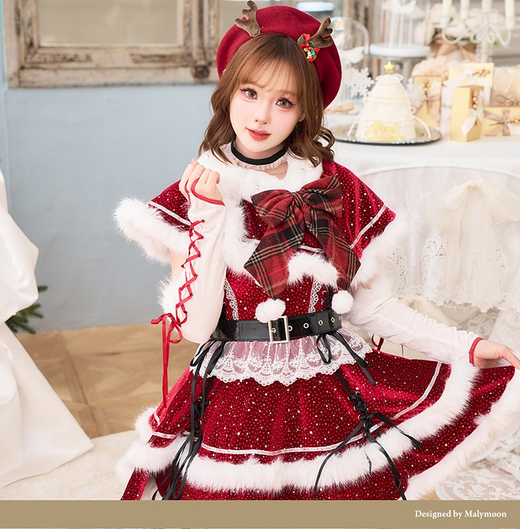 【予約-11月中旬頃より順次発送予定】ルージュベルベットビジュートナカイ《クリスマスコスプレ7点セット》【Malymoon/マリームーン】【CS25064】