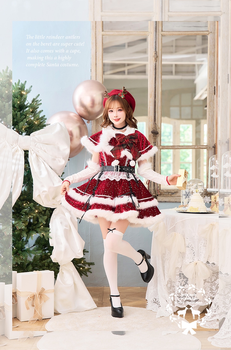 【予約-11月中旬頃より順次発送予定】ルージュベルベットビジュートナカイ《クリスマスコスプレ7点セット》【Malymoon/マリームーン】【CS25064】