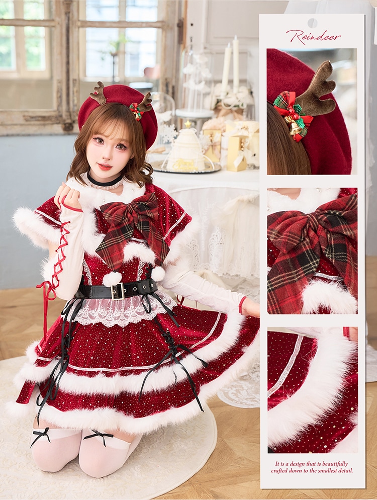 【予約-11月中旬頃より順次発送予定】ルージュベルベットビジュートナカイ《クリスマスコスプレ7点セット》【Malymoon/マリームーン】【CS25064】
