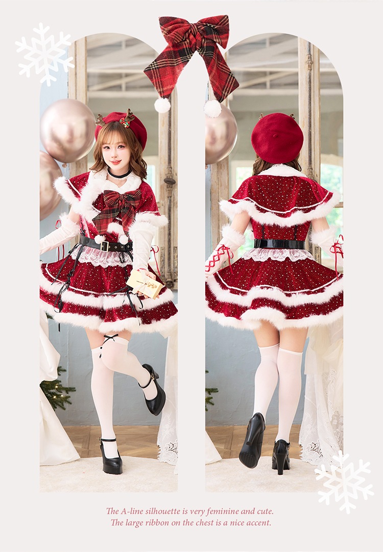 【予約-11月中旬頃より順次発送予定】ルージュベルベットビジュートナカイ《クリスマスコスプレ7点セット》【Malymoon/マリームーン】【CS25064】
