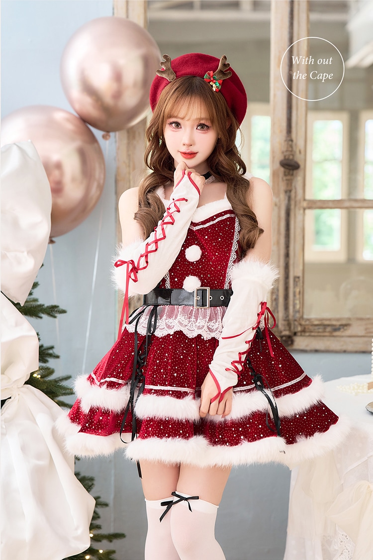 【予約-11月中旬頃より順次発送予定】ルージュベルベットビジュートナカイ《クリスマスコスプレ7点セット》【Malymoon/マリームーン】【CS25064】