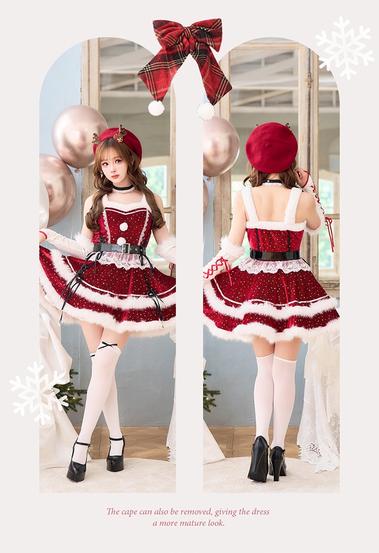 【予約-11月中旬頃より順次発送予定】ルージュベルベットビジュートナカイ《クリスマスコスプレ7点セット》【Malymoon/マリームーン】【CS25064】