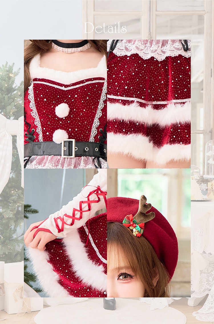 【予約-11月中旬頃より順次発送予定】ルージュベルベットビジュートナカイ《クリスマスコスプレ7点セット》【Malymoon/マリームーン】【CS25064】