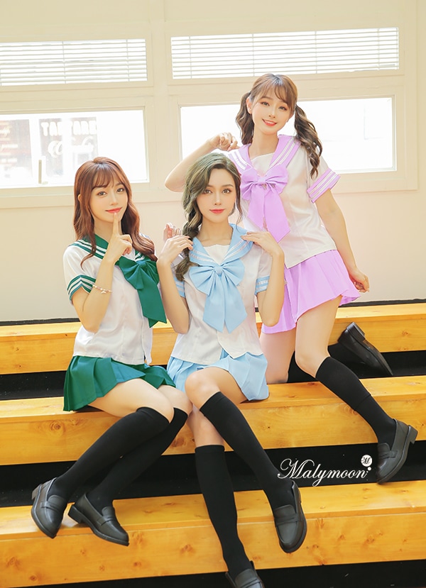 【即日発送】JK制服/半袖セーラー服女子高生11カラー《ハロウィンコスプレ3点セット》【Malymoon/マリームーン】【503】