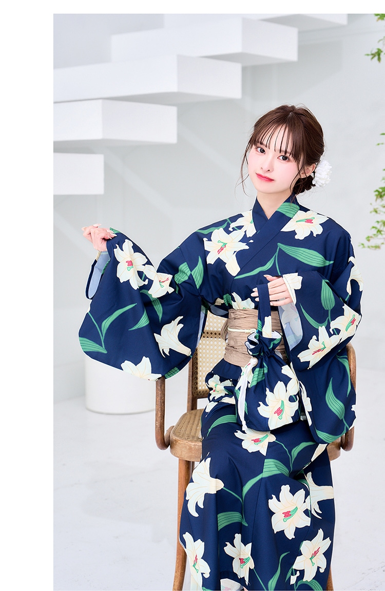 【即日発送】【藤咲凪着用】白百合ヒロイン藍色2way浴衣《浴衣4点セット》【Malymoon/マリームーン】【YK2510326-s】