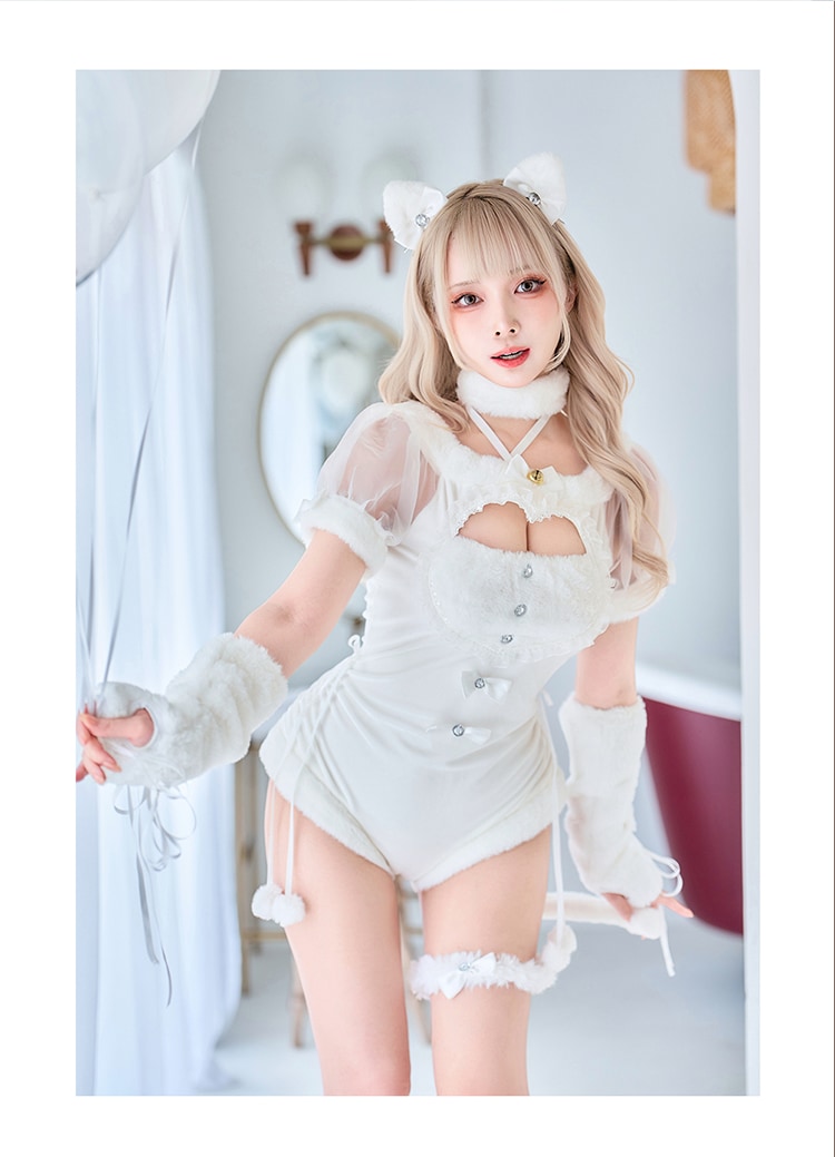 【即日発送】ベルベットキャットレオタード《ハロウィンコスプレ8点セット》【Malymoon/マリームーン】【CS25013】