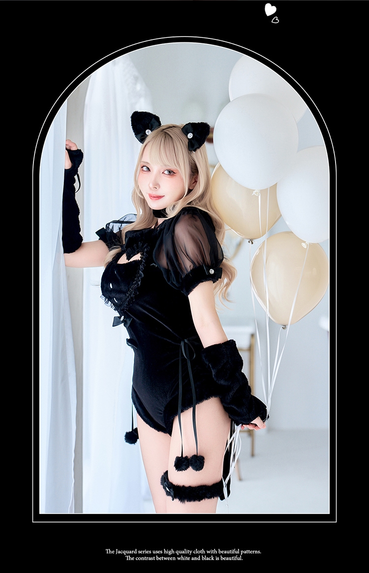 【即日発送】ベルベットキャットレオタード《ハロウィンコスプレ8点セット》【Malymoon/マリームーン】【CS25013】