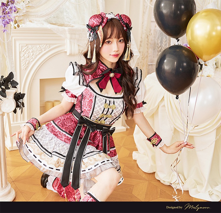 Malymoon コスプレ チャイナドレス 和装 紫8点セット CS25021 即日発送】キャンディジュエルプリンセスチャイナ《ハロウィン