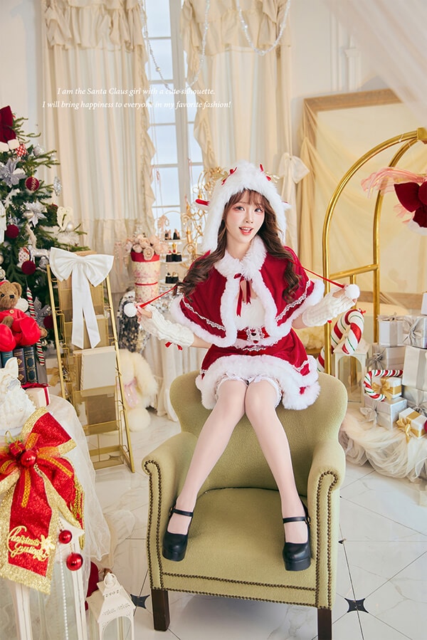 【1~3営業日で発送】クラシカルケープニットトナカイサンタ《クリスマスコスプレ5点セット》【Malymoon/マリームーン】【10130】