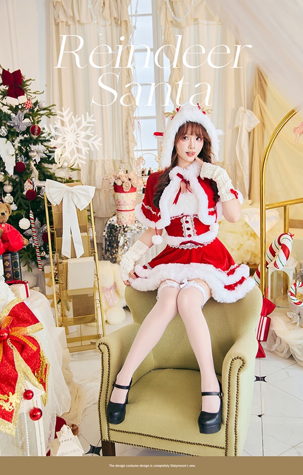 【1~3営業日で発送】クラシカルケープニットトナカイサンタ《クリスマスコスプレ5点セット》【Malymoon/マリームーン】【10130】
