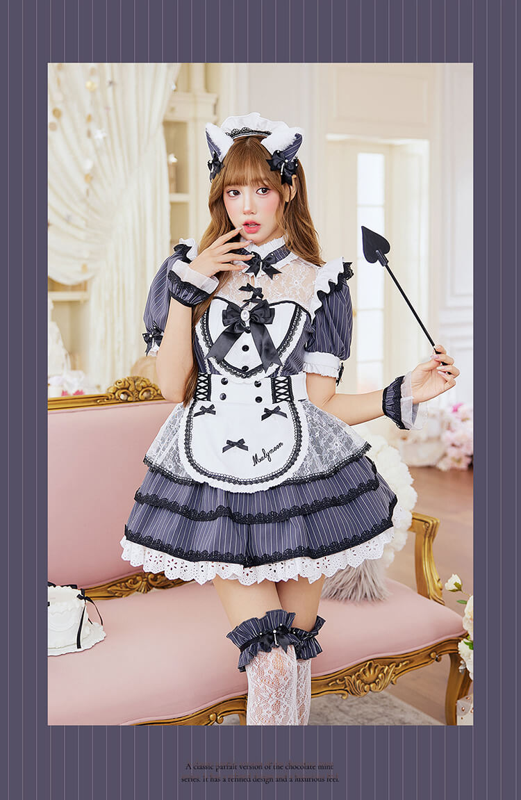 予約-9月下旬頃より順次発送予定】レディストライプキャットメイド