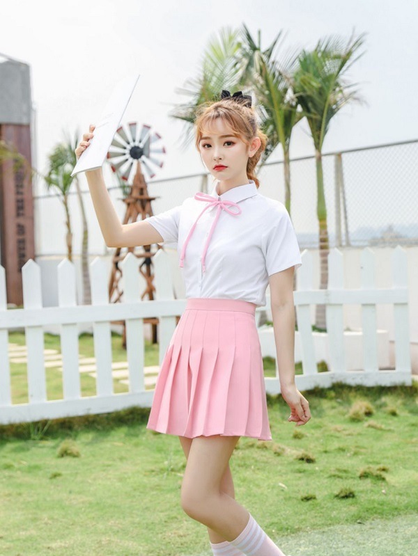 【odr】JK制服/半袖女子高生(ピンク)《ハロウィンコスプレ3点セット》【Malymoon/マリームーン】【odr6765】