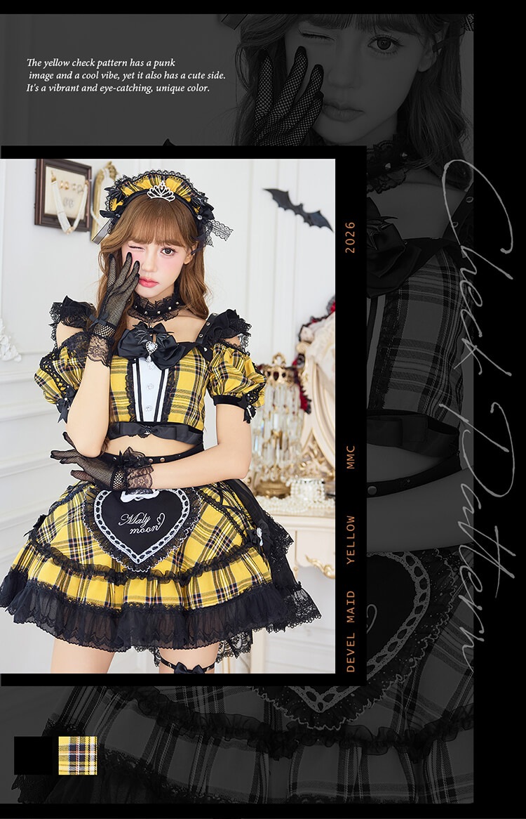 【予約-10月15日頃より順次発送予定】【沖縄コレクション着用】ロッキンハートデビルメイド《ハロウィンコスプレ14点セット》【Malymoon/マリームーン】【CS26118】