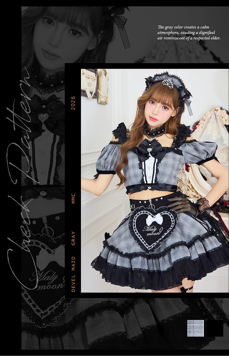 【予約-10月15日頃より順次発送予定】【沖縄コレクション着用】ロッキンハートデビルメイド《ハロウィンコスプレ14点セット》【Malymoon/マリームーン】【CS26118】