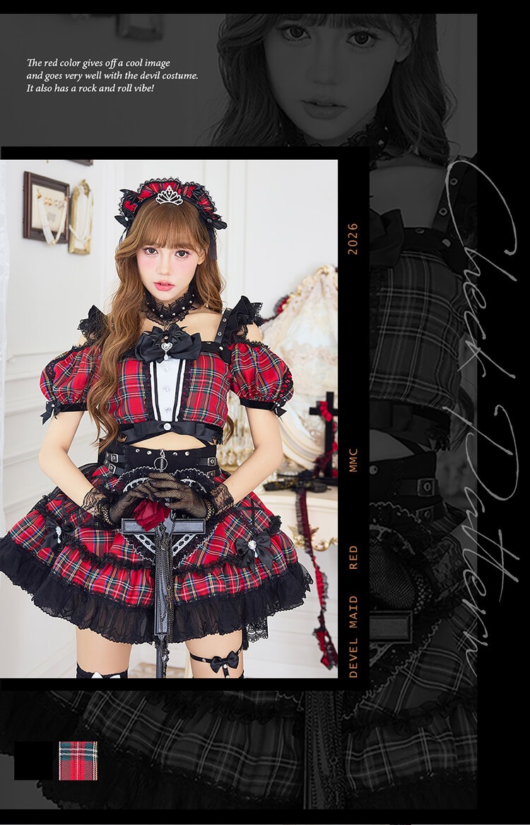 【予約-10月15日頃より順次発送予定】【沖縄コレクション着用】ロッキンハートデビルメイド《ハロウィンコスプレ14点セット》【Malymoon/マリームーン】【CS26118】