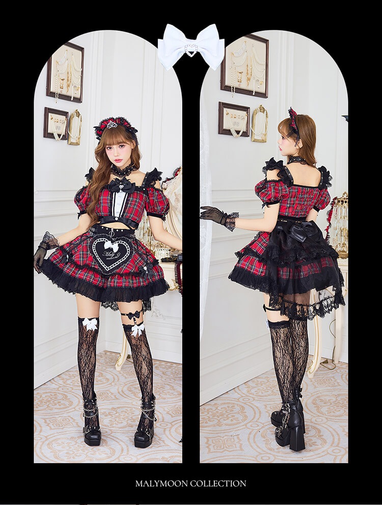 【予約-10月15日頃より順次発送予定】【沖縄コレクション着用】ロッキンハートデビルメイド《ハロウィンコスプレ14点セット》【Malymoon/マリームーン】【CS26118】