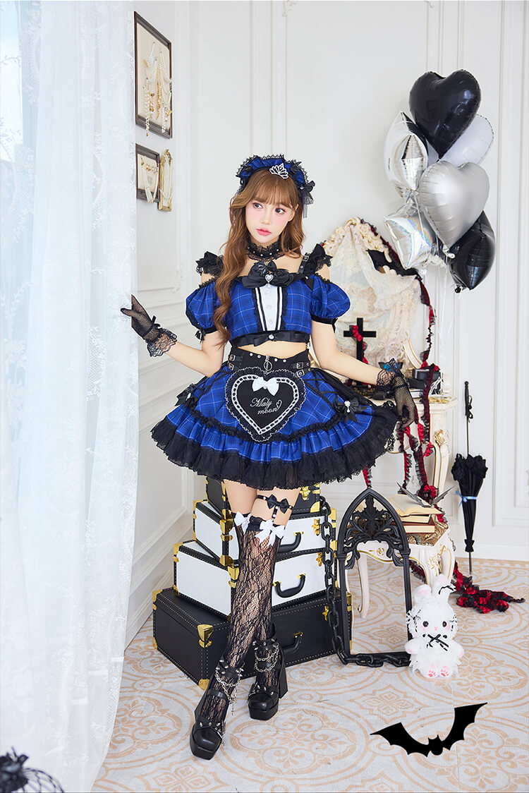 【予約-10月15日頃より順次発送予定】【沖縄コレクション着用】ロッキンハートデビルメイド《ハロウィンコスプレ14点セット》【Malymoon/マリームーン】【CS26118】