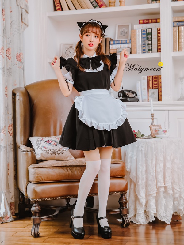 【レビュー投稿で白ニーハイプレゼント】【odr】完全受注オーダー高級メイド服《かわいいコスプレ5点セット》【Malymoon/マリームーン】【odr8118】