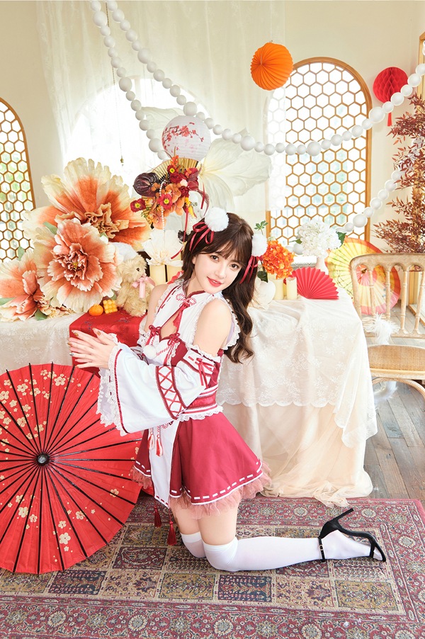 【即日発送】プリティー巫女コスチューム《ハロウィンコスプレ6点セット》【Malymoon/マリームーン】【9894】