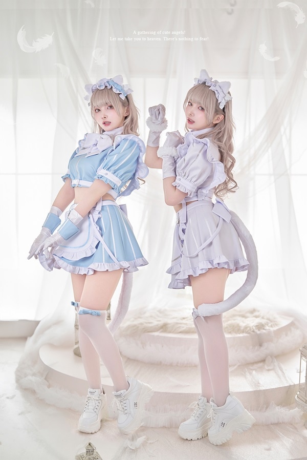 【グレーは予約】..天使界隈..エアリーキャットセパレートメイド《ハロウィンコスプレ10点セット》【Malymoon/マリームーン】【9918】