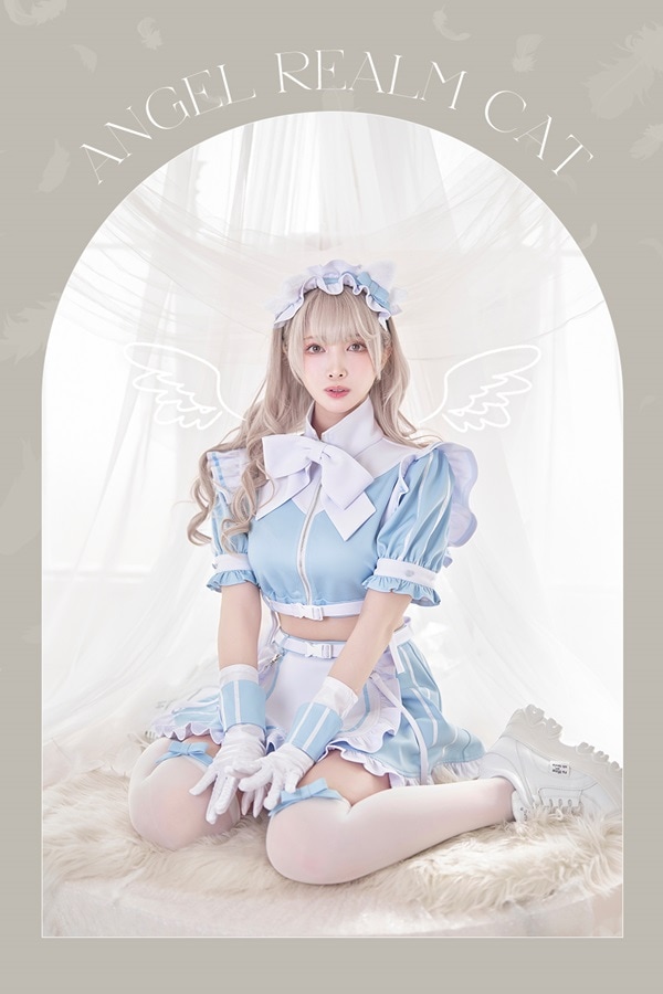 【即日発送】..天使界隈..エアリーキャットセパレートメイド《ハロウィンコスプレ10点セット》【Malymoon/マリームーン】【9918】