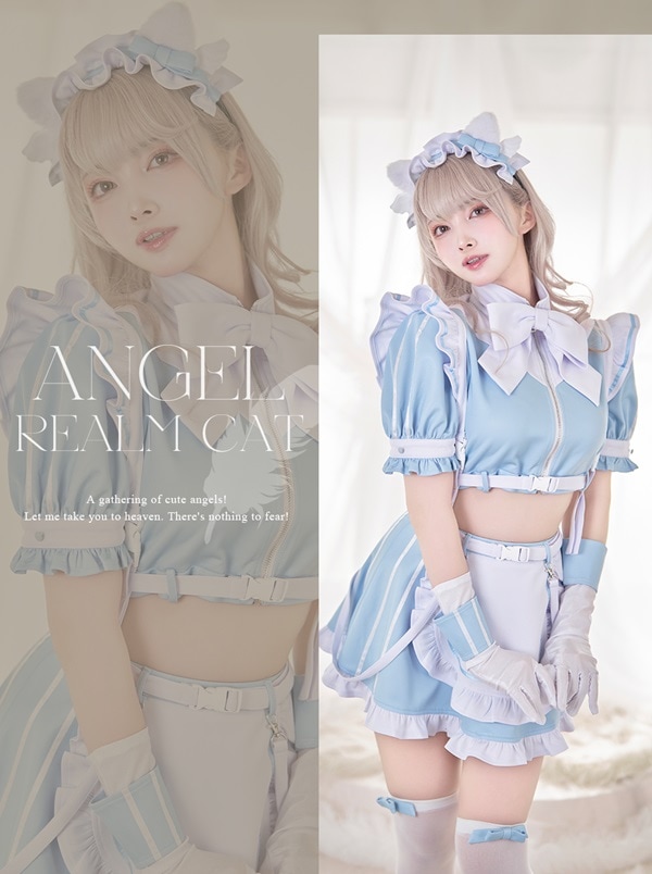 【グレーは予約】..天使界隈..エアリーキャットセパレートメイド《ハロウィンコスプレ10点セット》【Malymoon/マリームーン】【9918】