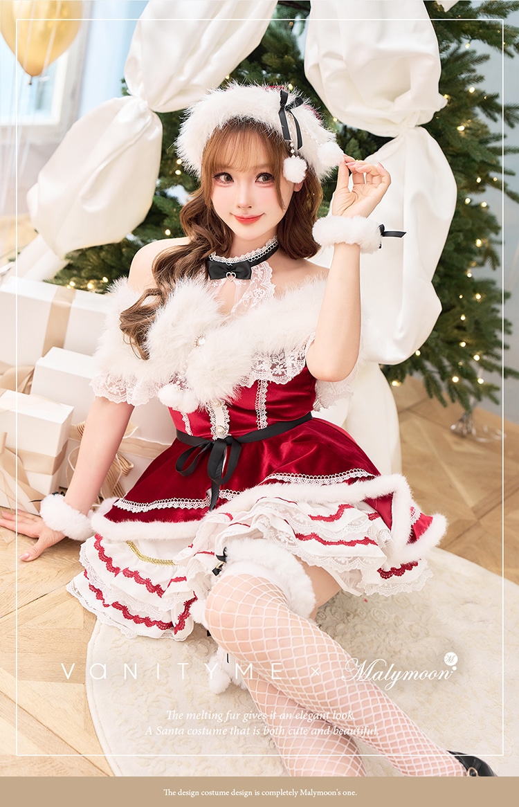 【即日発送】リボンショールエレガンスサンタ《クリスマスコスプレ9点セット》【vanityME. × Malymoon】【CS25076】