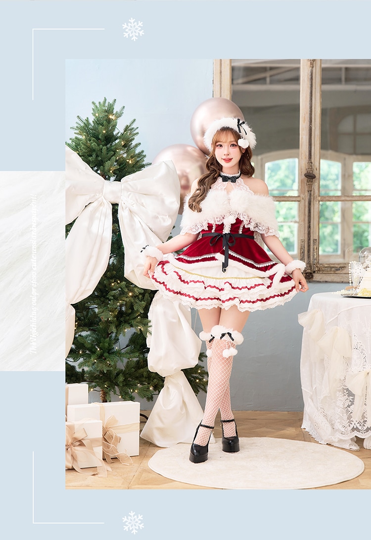 【即日発送】リボンショールエレガンスサンタ《クリスマスコスプレ9点セット》【vanityME. × Malymoon】【CS25076】