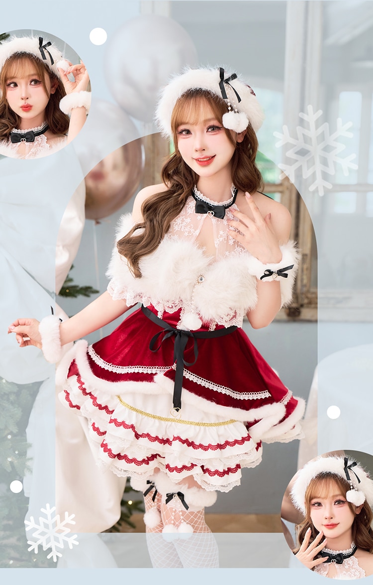 【即日発送】リボンショールエレガンスサンタ《クリスマスコスプレ9点セット》【vanityME. × Malymoon】【CS25076】
