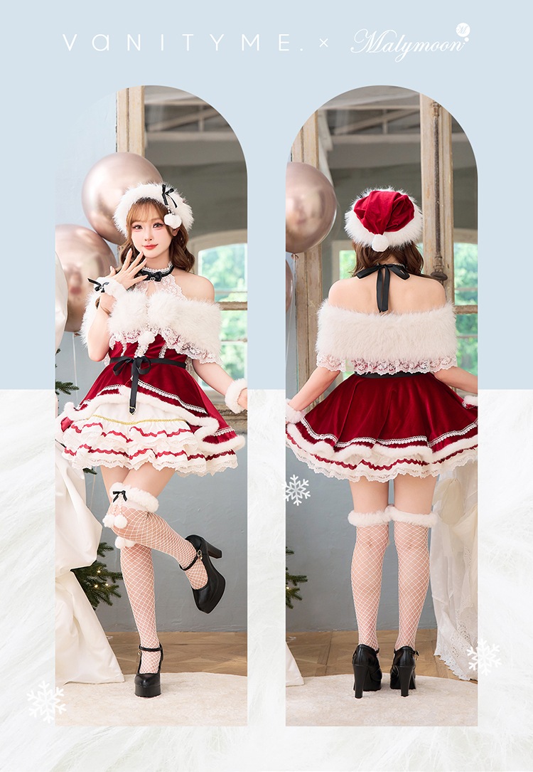【即日発送】リボンショールエレガンスサンタ《クリスマスコスプレ9点セット》【vanityME. × Malymoon】【CS25076】