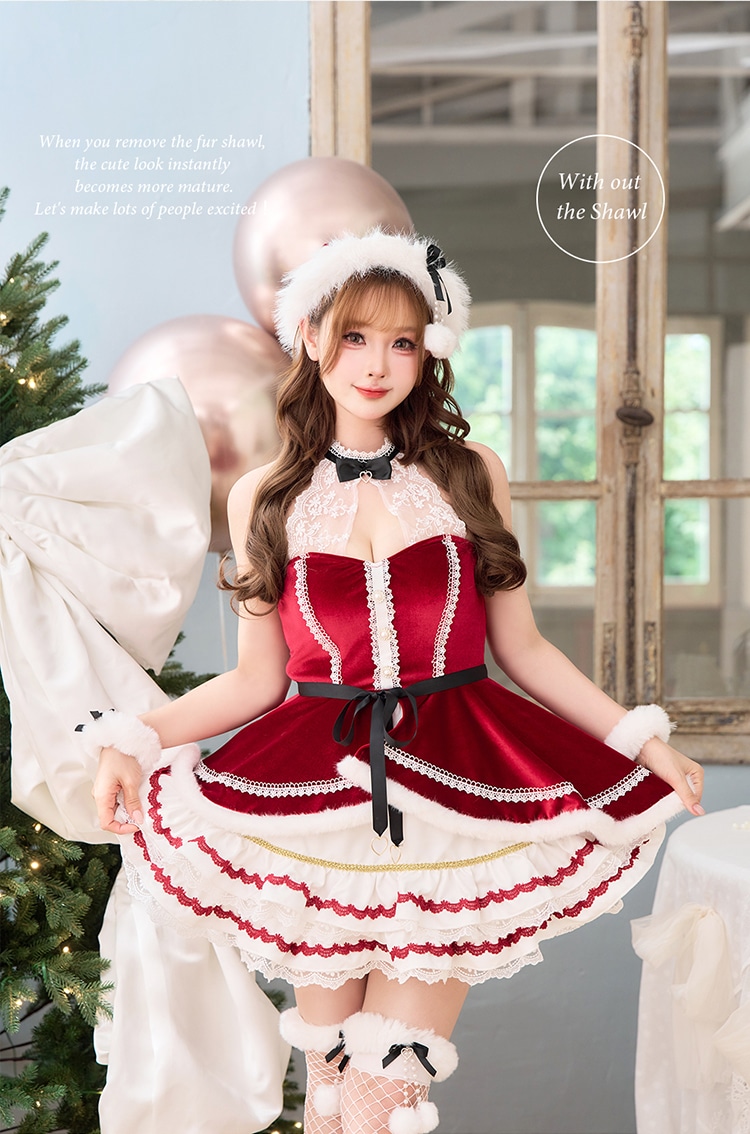 【即日発送】リボンショールエレガンスサンタ《クリスマスコスプレ9点セット》【vanityME. × Malymoon】【CS25076】
