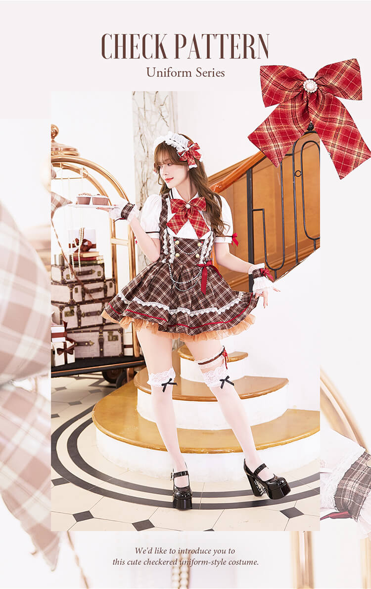【予約-5月中旬頃より順次発送予定】アンバーチェックドーリーコスチューム《オリジナルコスプレ12点セット》【Malymoon/マリームーン】【CS26025】