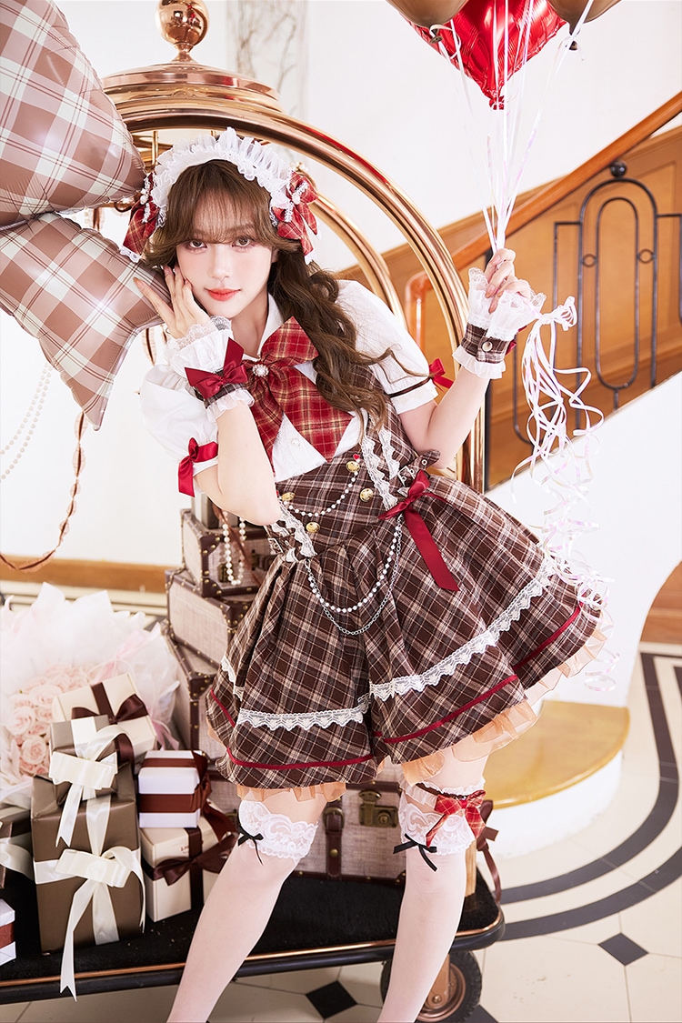 【予約-5月中旬頃より順次発送予定】アンバーチェックドーリーコスチューム《オリジナルコスプレ12点セット》【Malymoon/マリームーン】【CS26025】